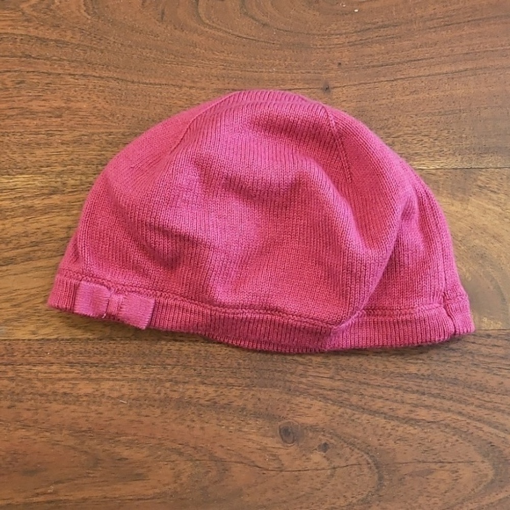 Janie and Jack Raspberry Pink Knit Hat with Bow